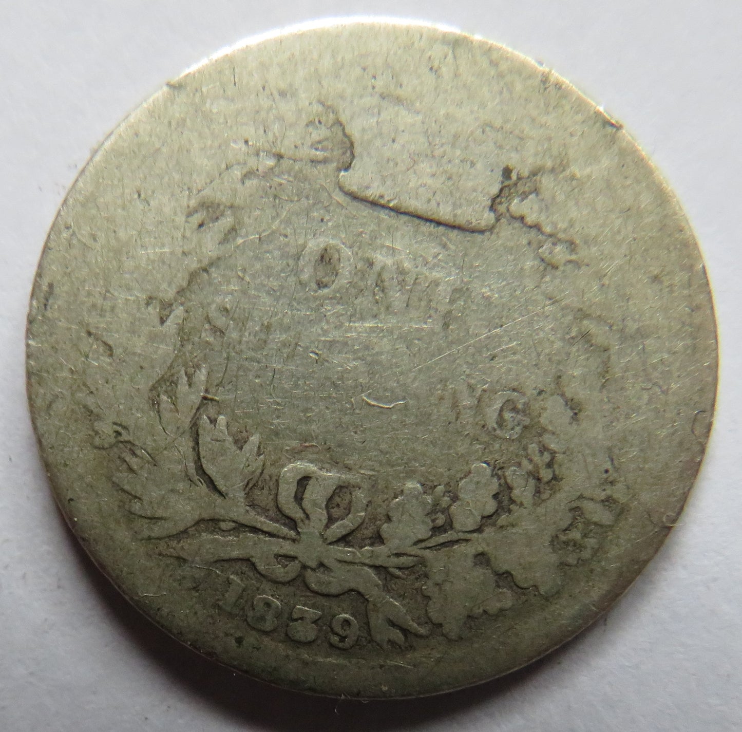 1839 Queen Victoria Young Head Silver Shilling Coin - Great Britain