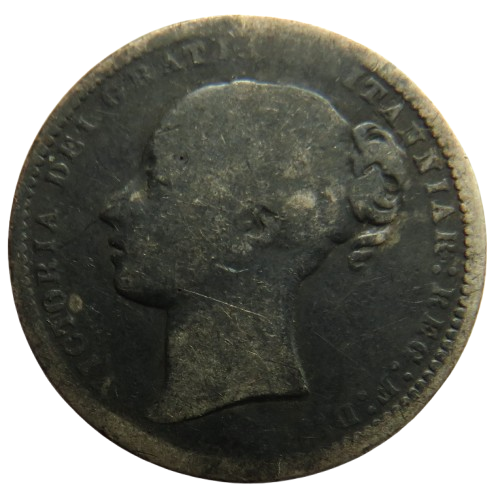 1872 Queen Victoria Young Head Silver Shilling Coin - Great Britain