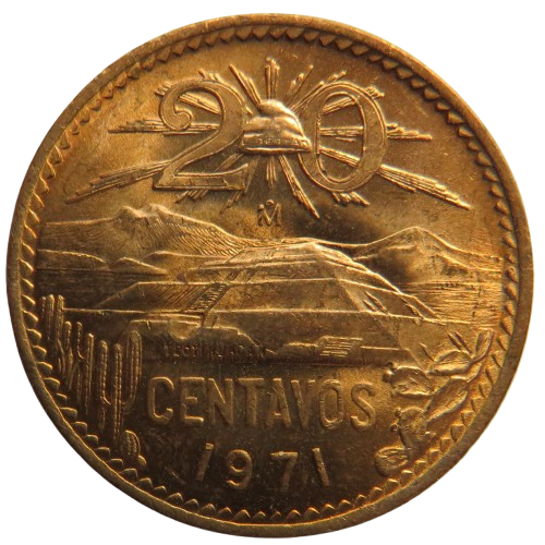 1971 Mexico 20 Centavos Coin Unc