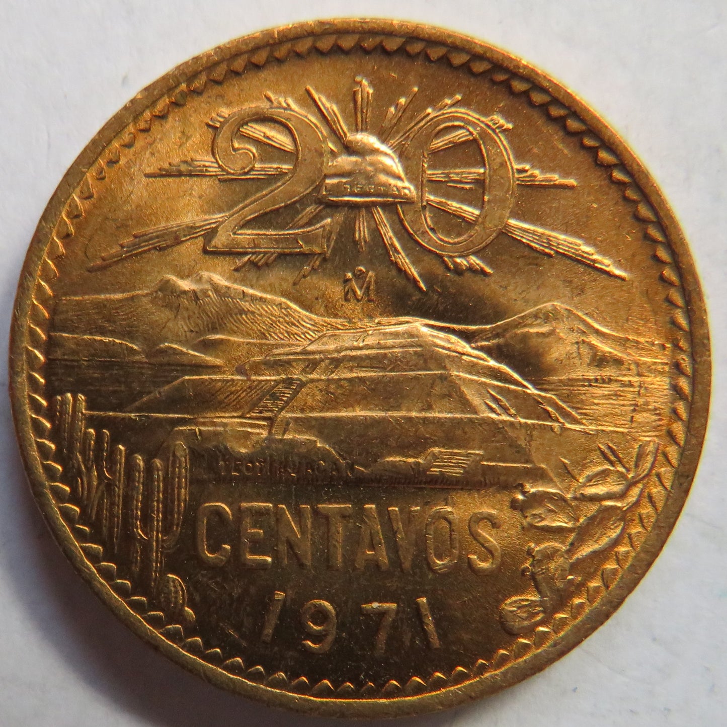 1971 Mexico 20 Centavos Coin Unc