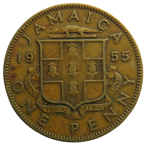 1955 Queen Elizabeth II Jamaica One Penny Coin