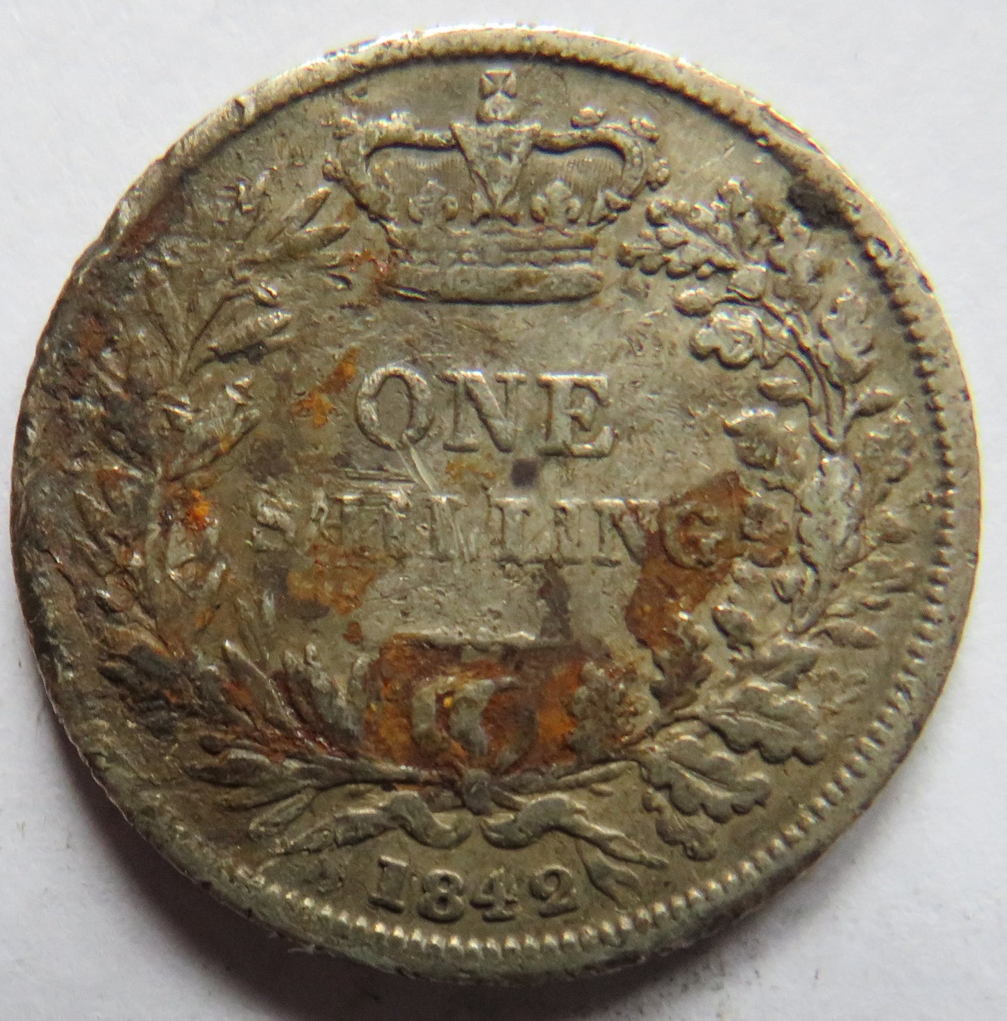 1842 Queen Victoria Young Head Silver Shilling Coin - Great Britain