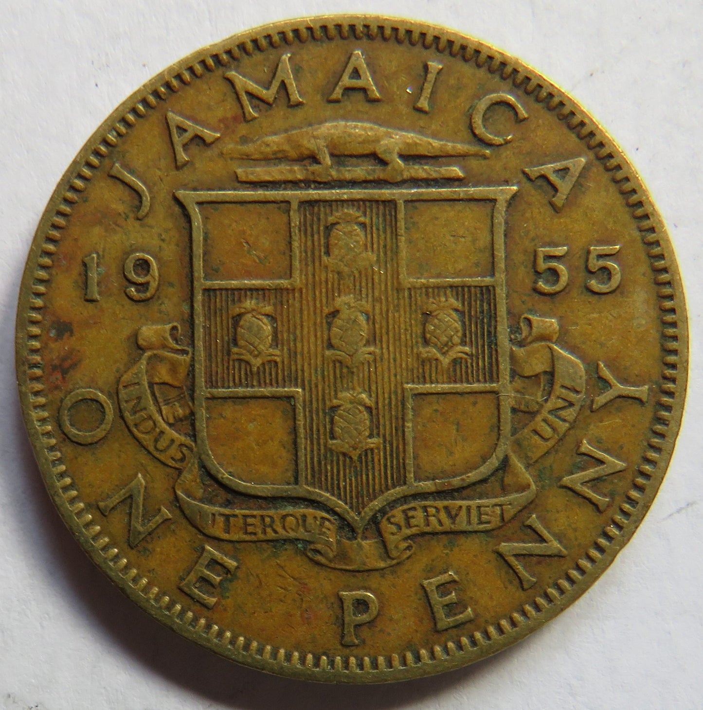 1955 Queen Elizabeth II Jamaica One Penny Coin