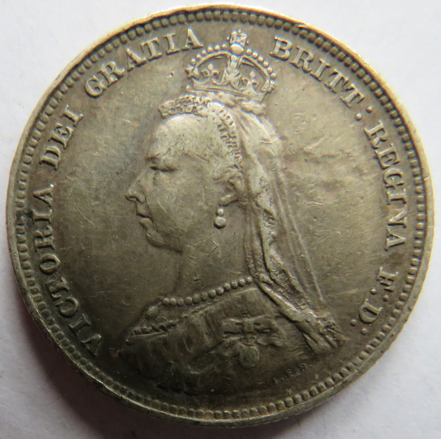 1887 Queen Victoria Jubilee Head Silver Shilling Coin - Great Britain