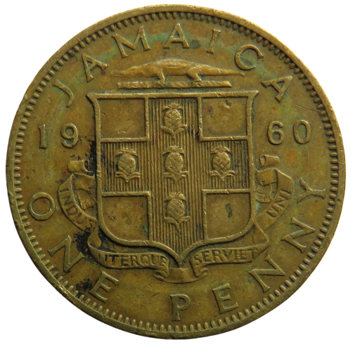 1960 Queen Elizabeth II Jamaica One Penny Coin