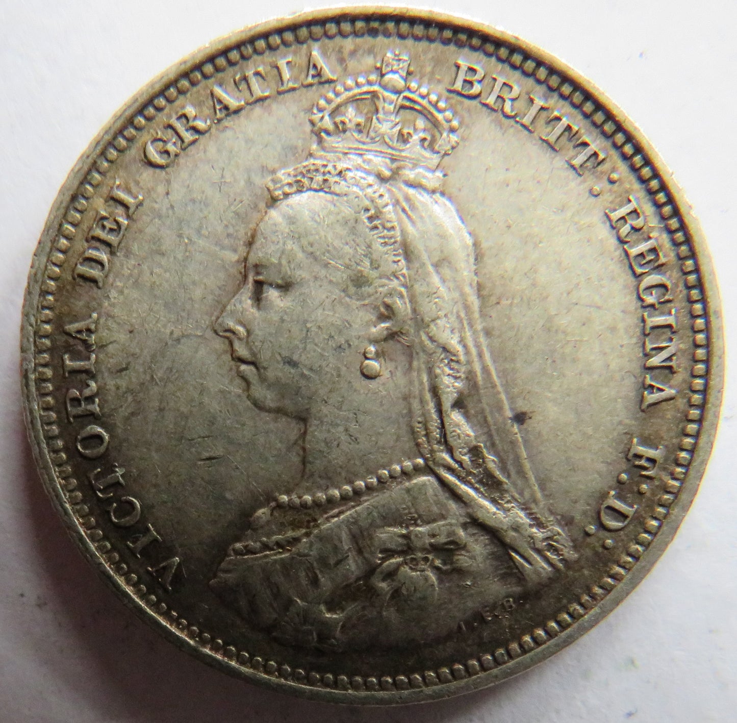 1887 Queen Victoria Jubilee Head Silver Shilling Coin - Great Britain