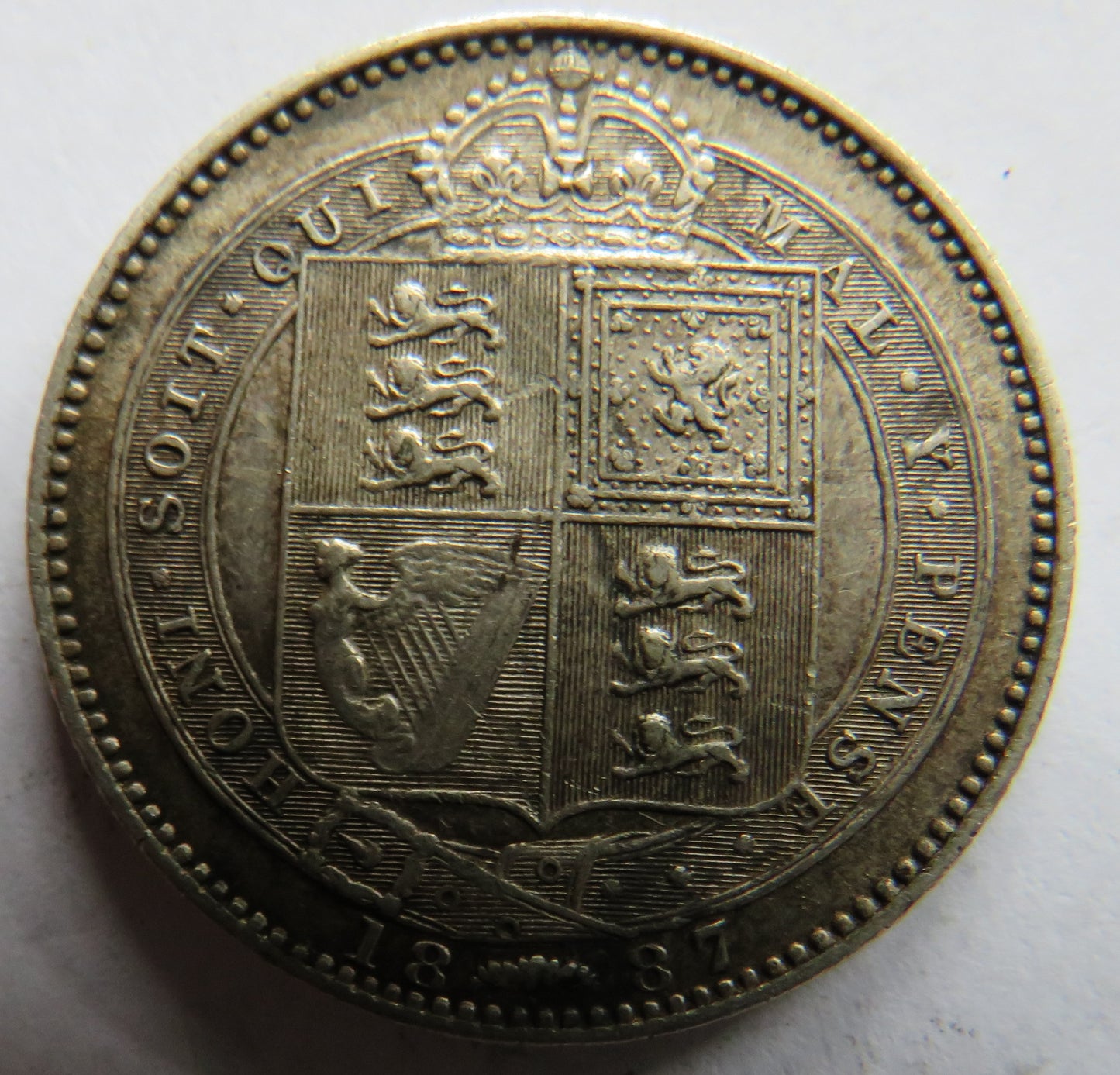 1887 Queen Victoria Jubilee Head Silver Shilling Coin - Great Britain