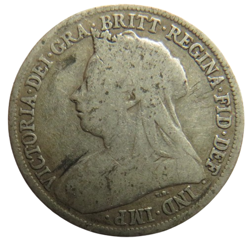 1895 Queen Victoria Silver Shilling Coin - Great Britain