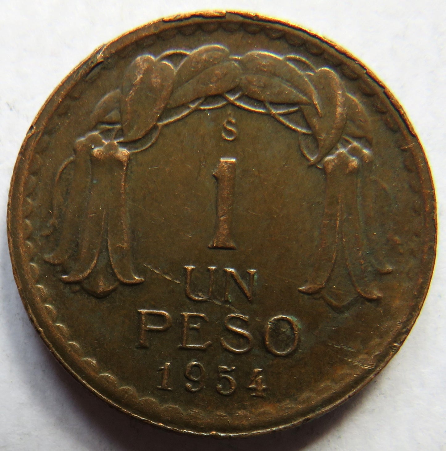 1954 Chile 1 Un Peso Coin