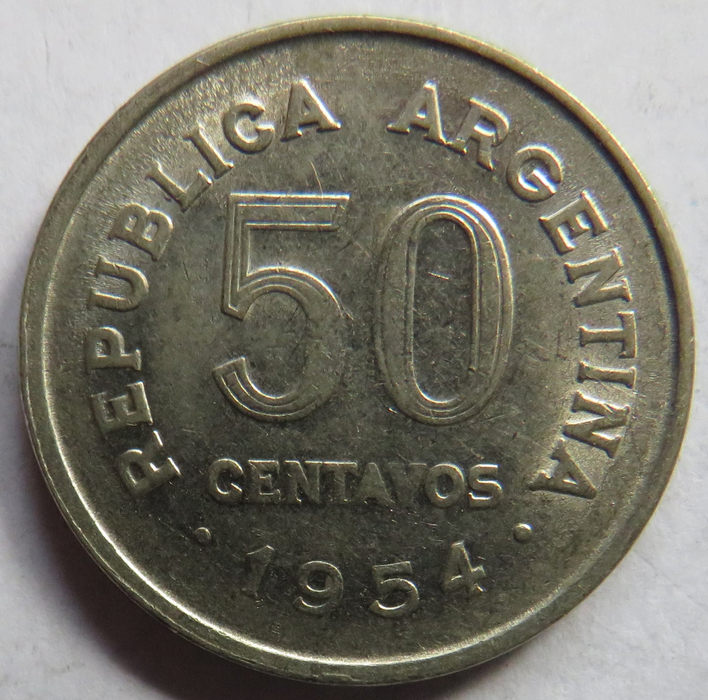1954 Argentina 50 Centavos Coin