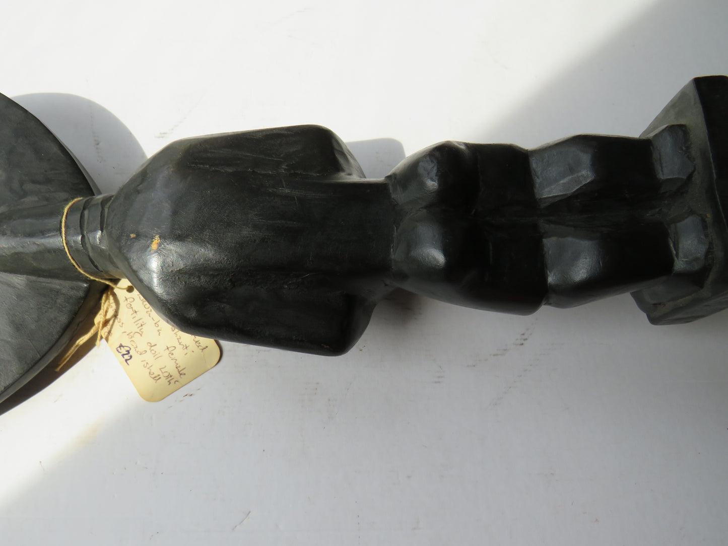 African Carved Wooden Ashanti Akuaba Female Fertility Doll Brass , Bead, Shell Inlay