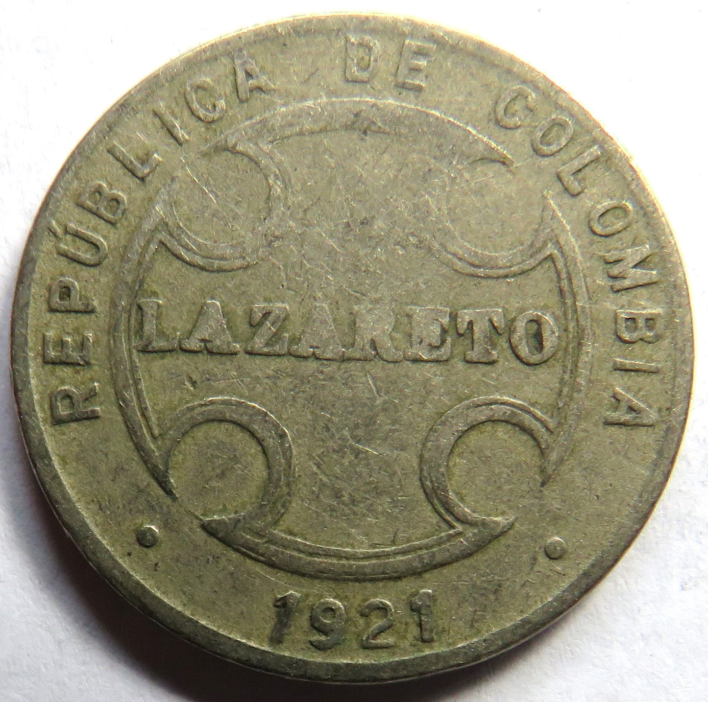 1921 Colombia 5 Centavos Coin