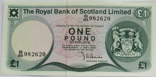 1980 The Royal Bank of Scotland £1 One Pound Banknote