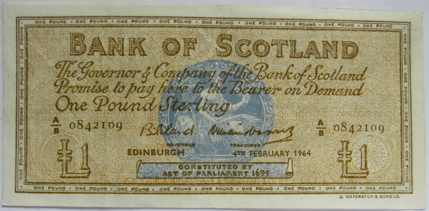 1965 Bank of Scotland £1 One Pound Banknote