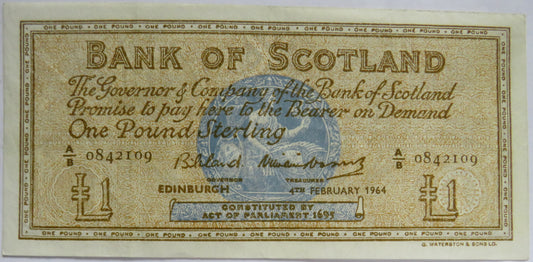 1965 Bank of Scotland £1 One Pound Banknote