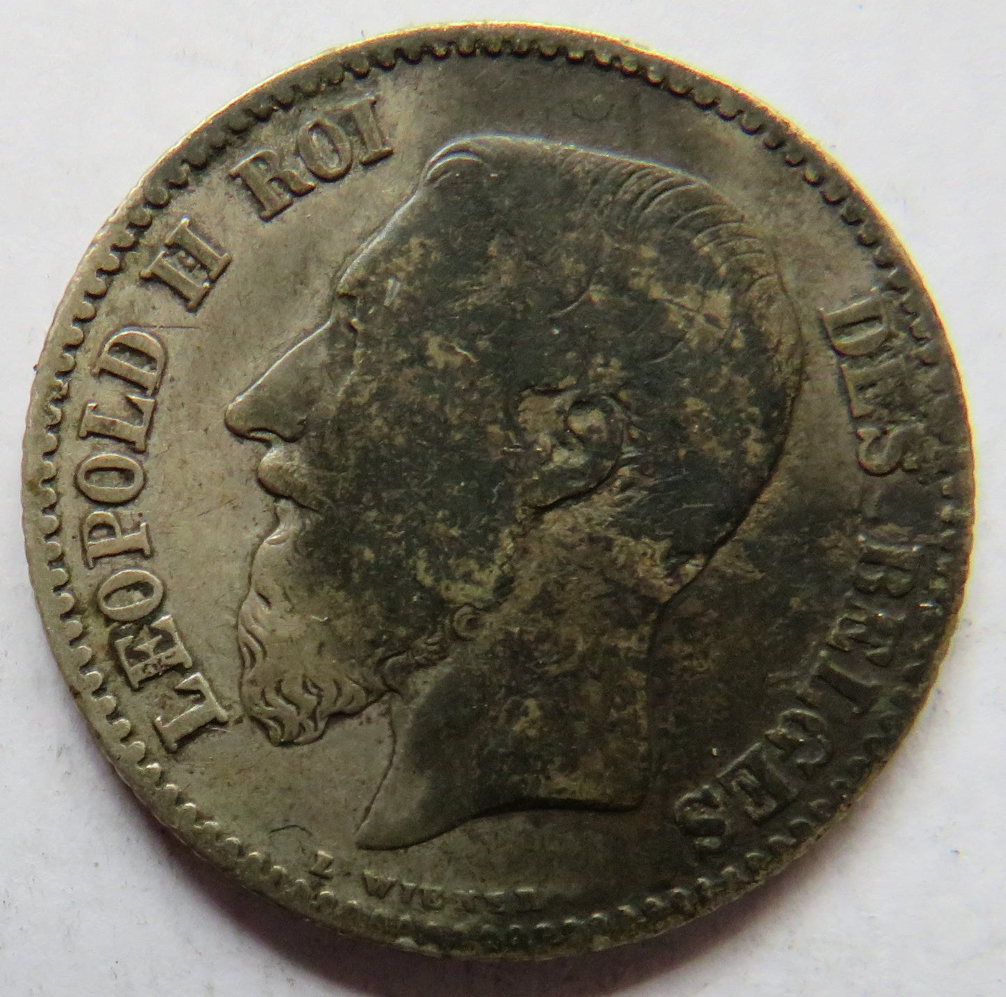 1867 Belgium Silver One Franc Coin
