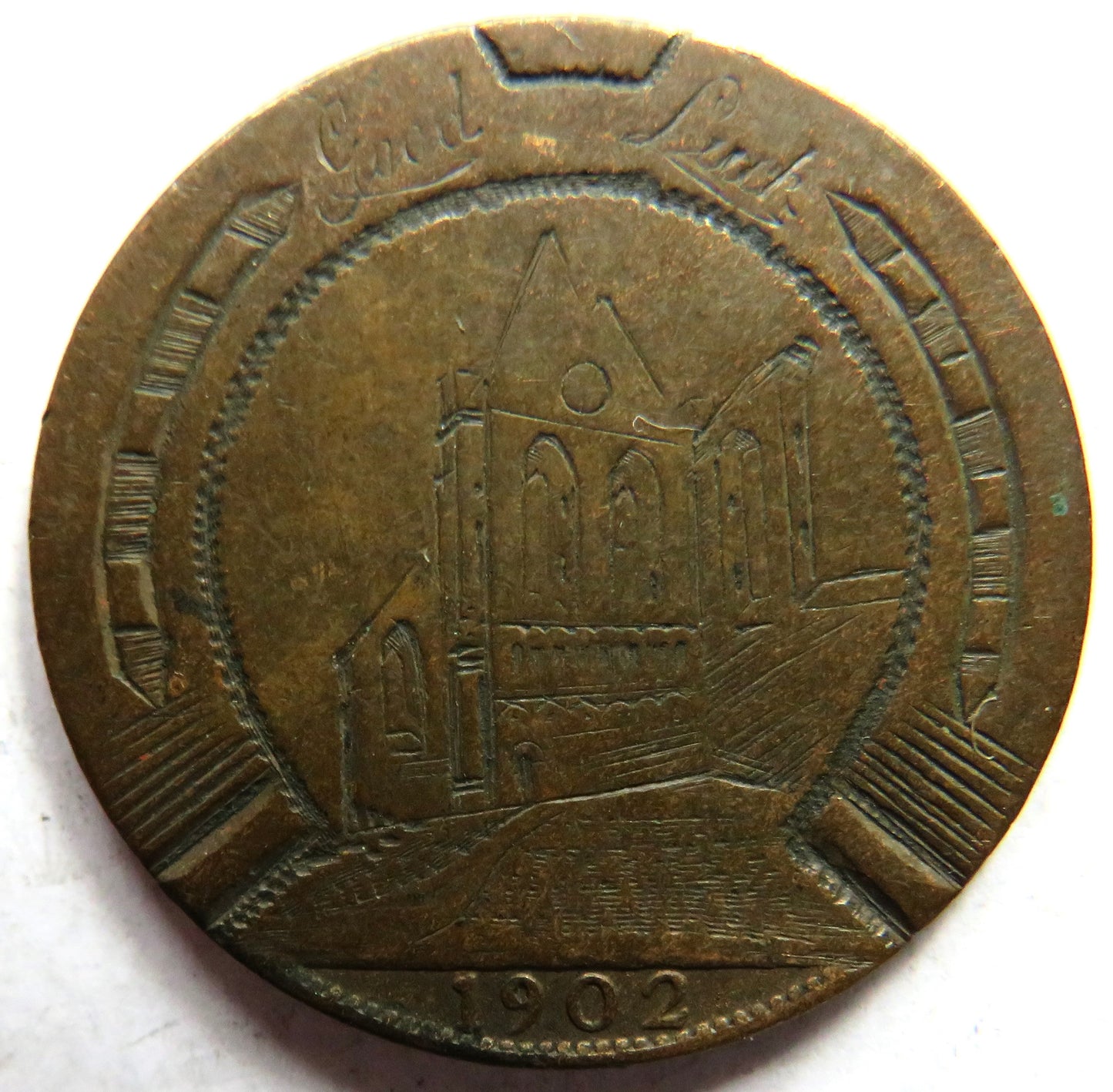 1902 King Edward VII Engraved Penny "Good Luck"