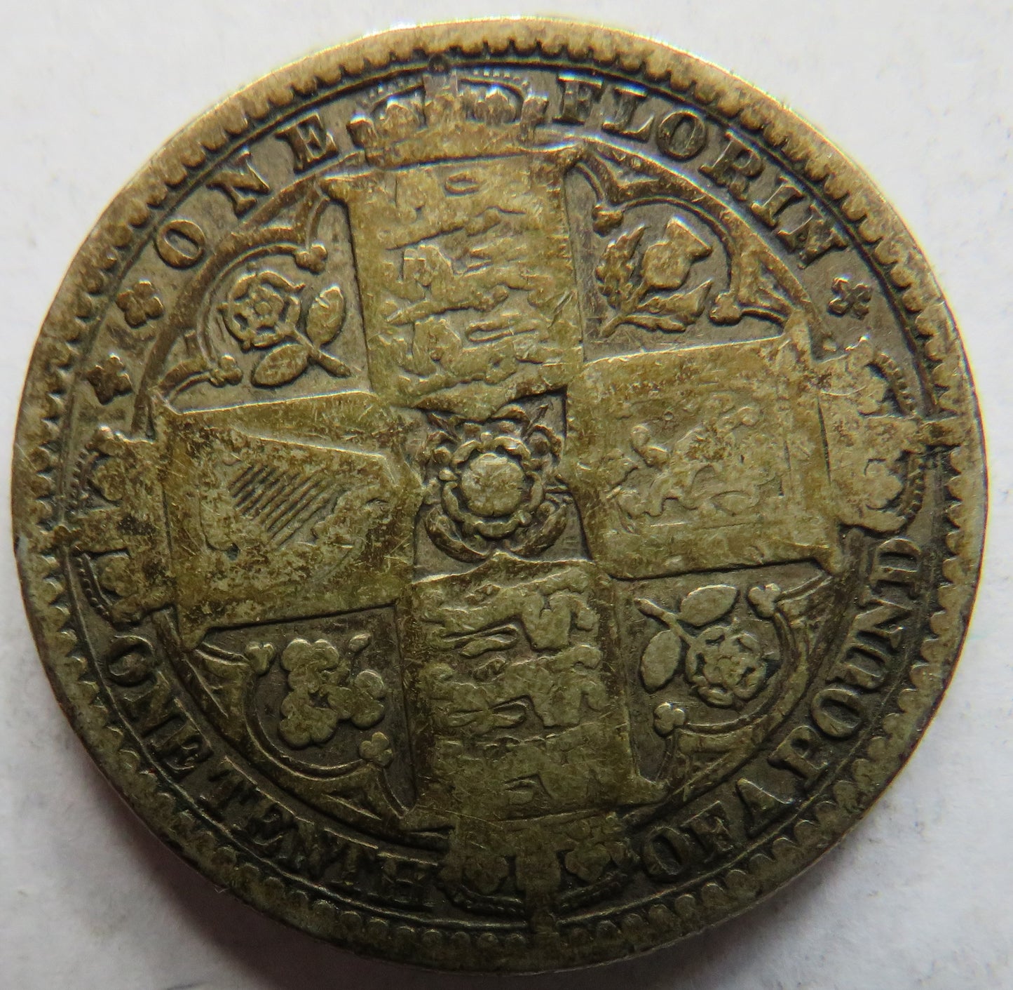 1849 Queen Victoria Silver Godless Florin Coin - Great Britain