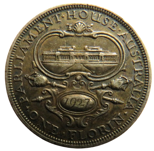 1927 King George V Australia Silver Florin Coin - Parliament House