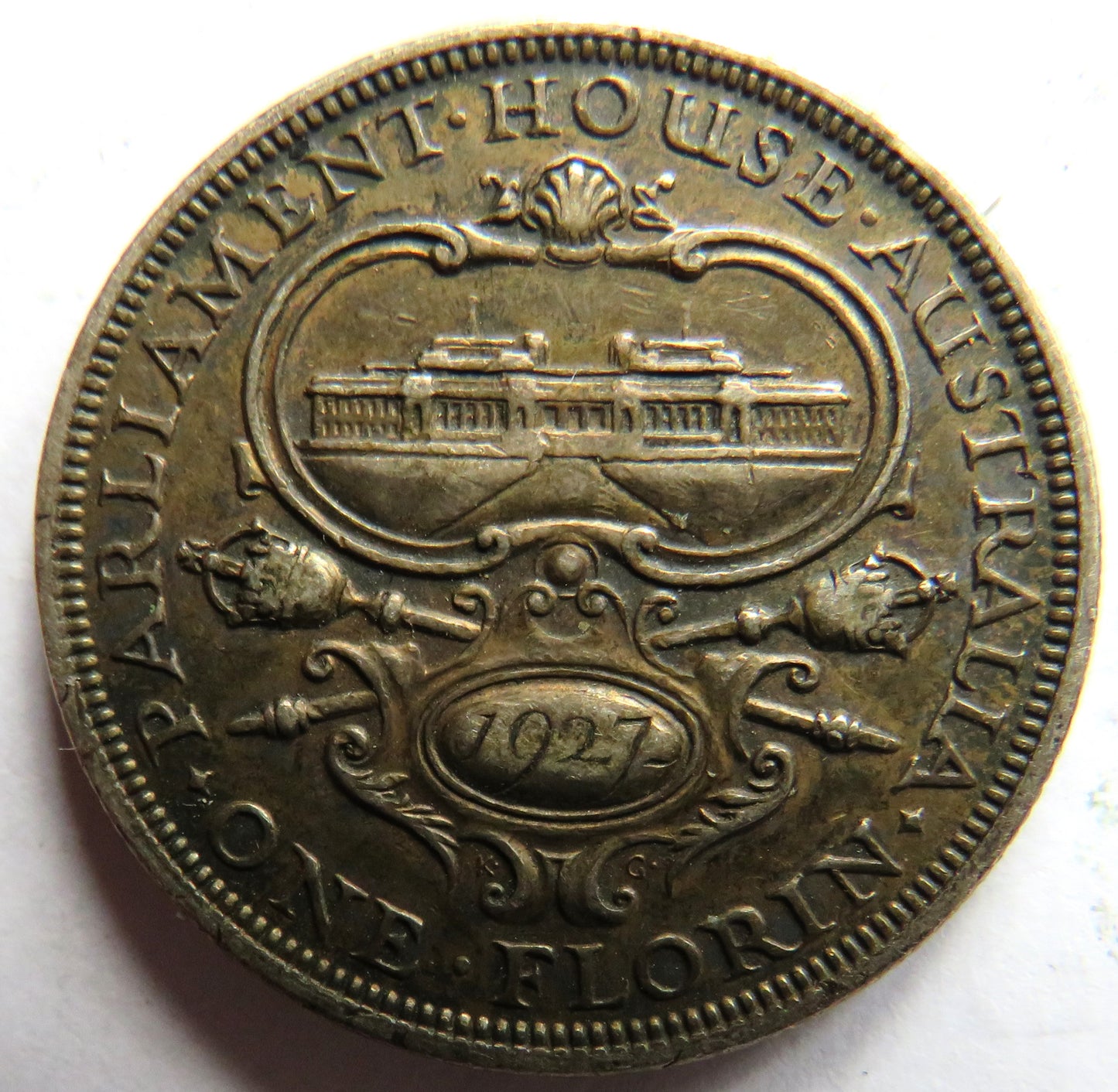 1927 King George V Australia Silver Florin Coin - Parliament House