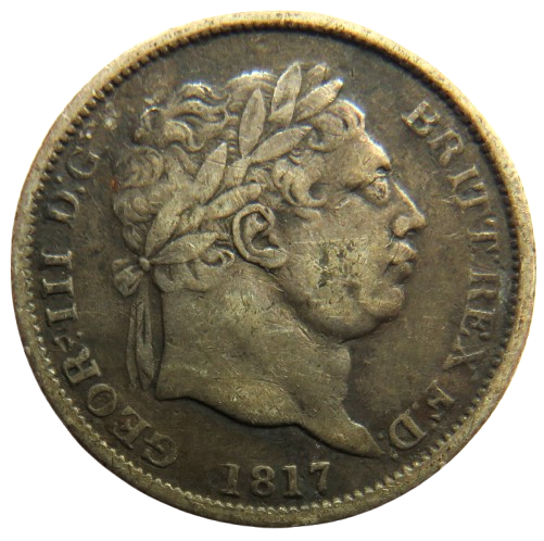 1817 King George III Silver Shilling Coin - Great Britain