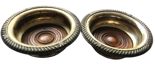 Pair of Vintage Silver Plated Wine Coasters By Apex