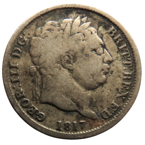 1817 King George III Silver Shilling Coin - Great Britain