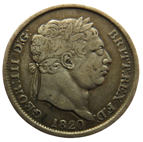 1820 King George III Silver Shilling Coin - Great Britain