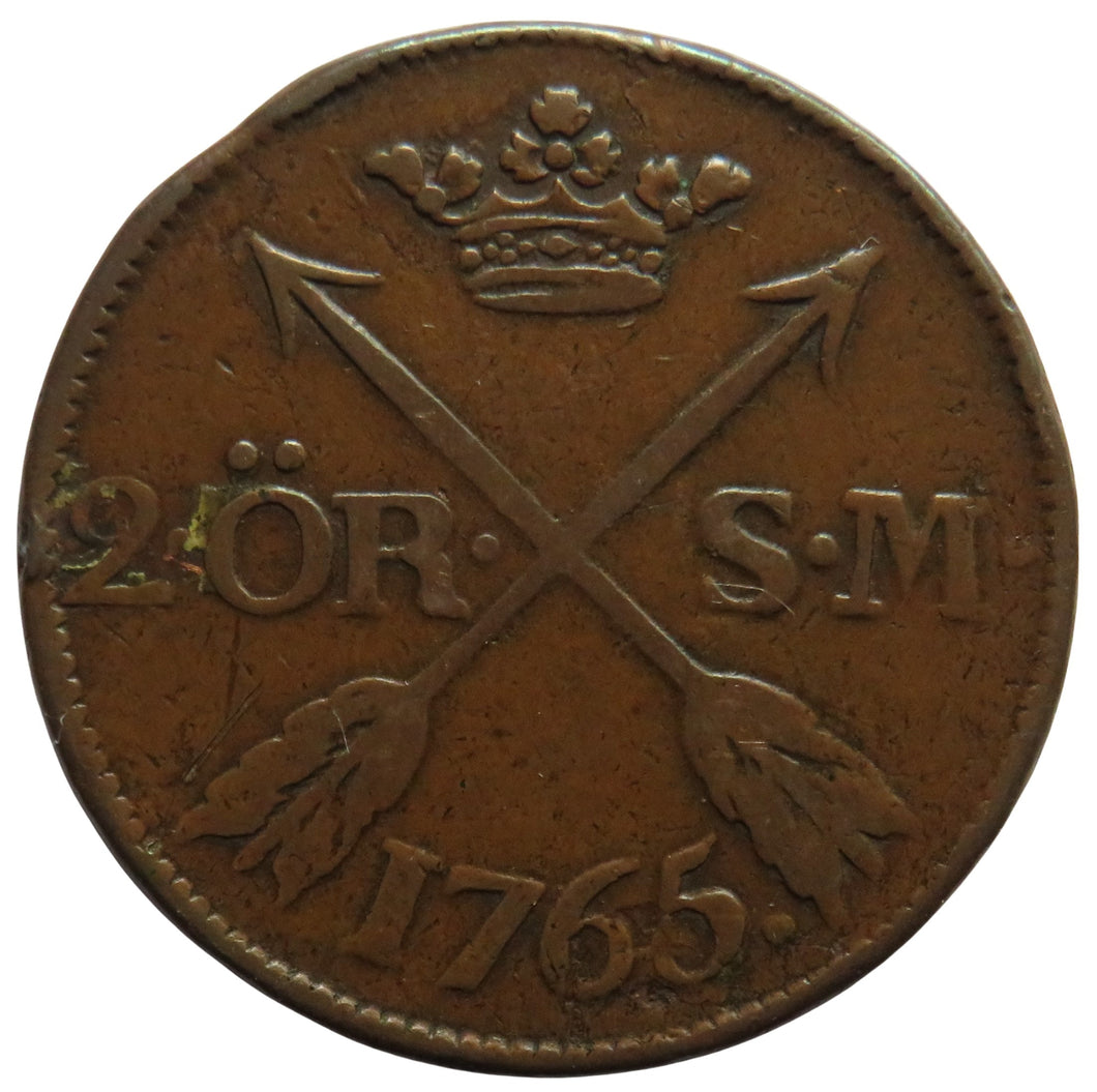 1765 Sweden 2 Ore Coin