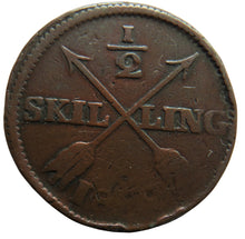 Load image into Gallery viewer, Early 19thC Sweden 1/2 Skilling Coin
