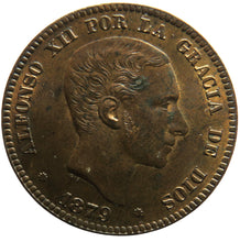 Load image into Gallery viewer, 1879 Spain 10 Centimos Coin In High Grade
