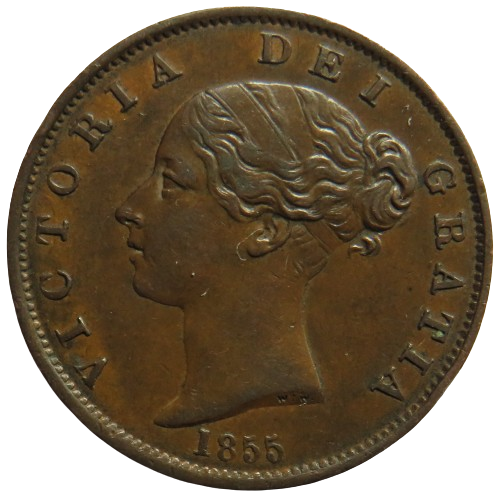 1855 Queen Victoria Young Head Halfpenny Coin - Great Britain