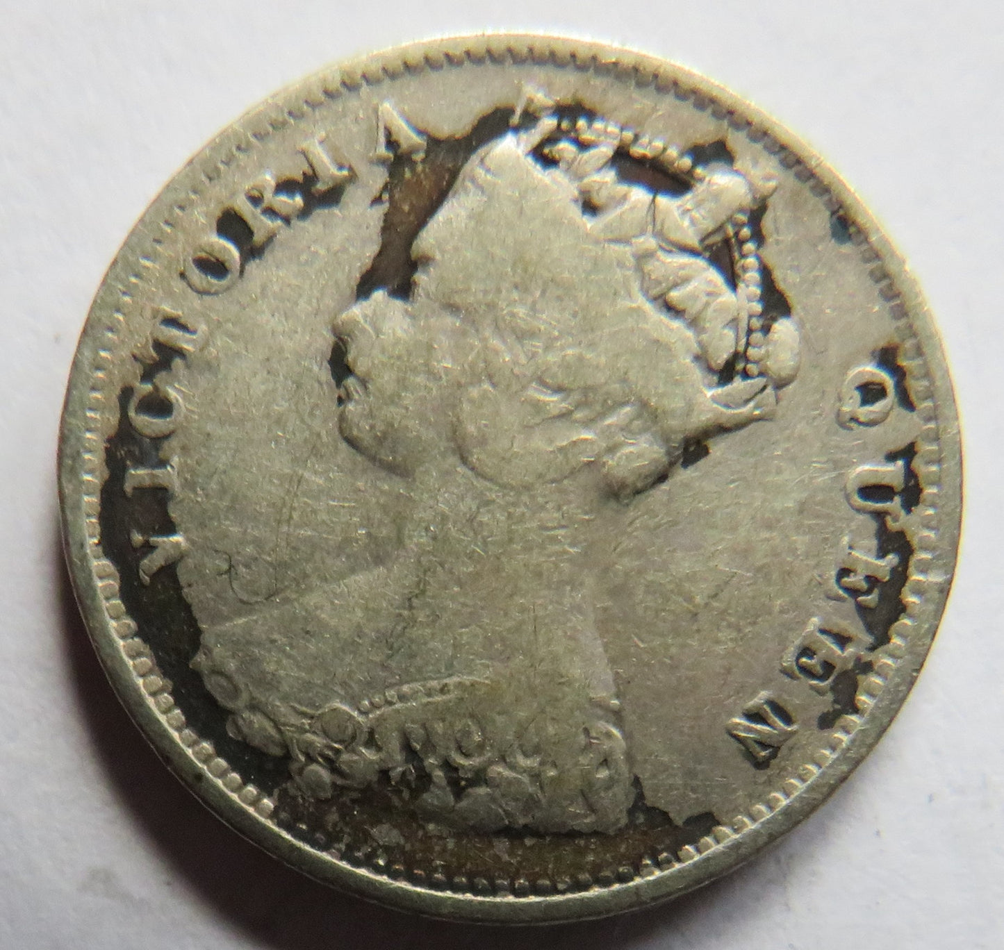 1898 Queen Victoria Hong Kong Silver 10 Cents Coin
