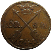 Load image into Gallery viewer, 1744 Sweden One Ore Coin
