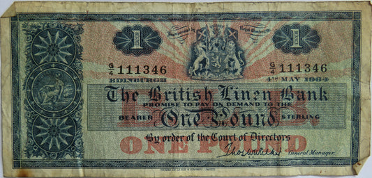 1964 The British Linen Bank £1 One Pound Banknote