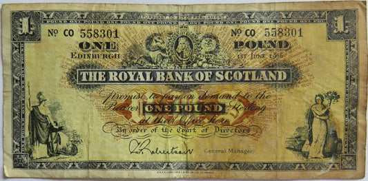 1966 The Royal Bank of Scotland £1 One Pound Banknote
