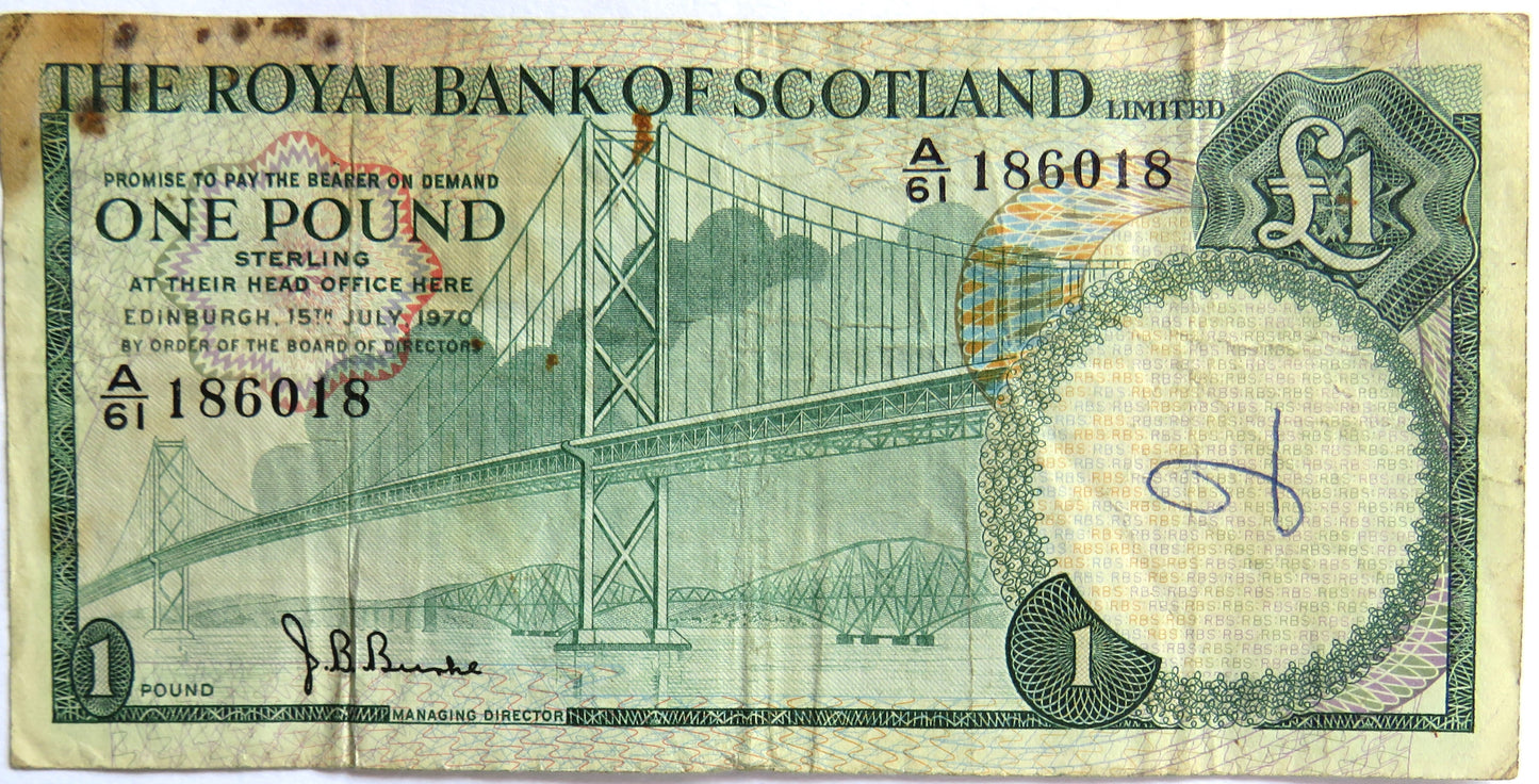 1970 The Royal Bank of Scotland £1 One Pound Banknote