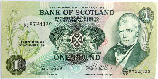1984 Bank of Scotland £1 One Pound Banknote