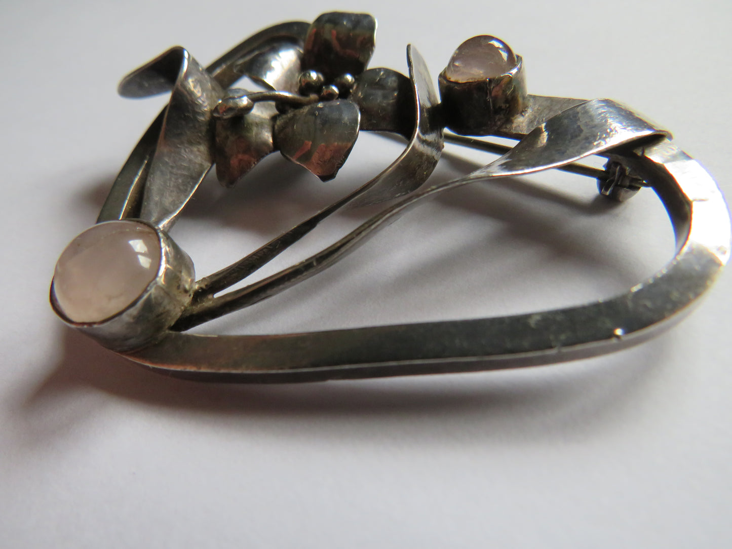 Vintage Ladies Large Chunky Sterling Silver Floral Brooch Edinburgh 1986