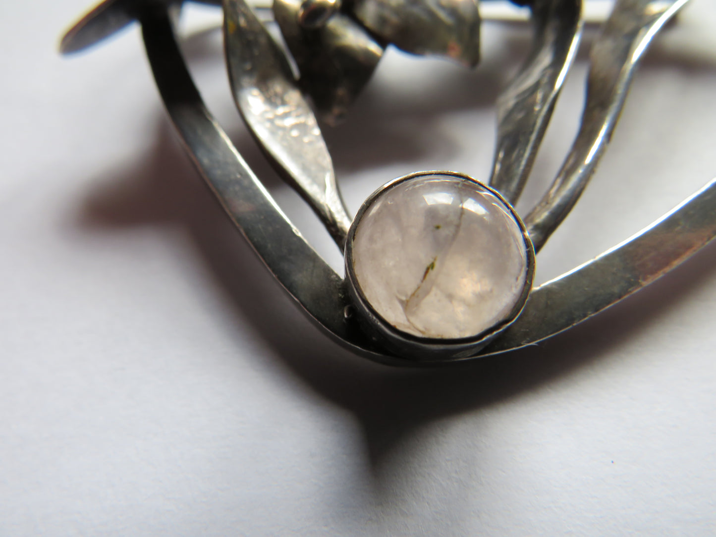 Vintage Ladies Large Chunky Sterling Silver Floral Brooch Edinburgh 1986