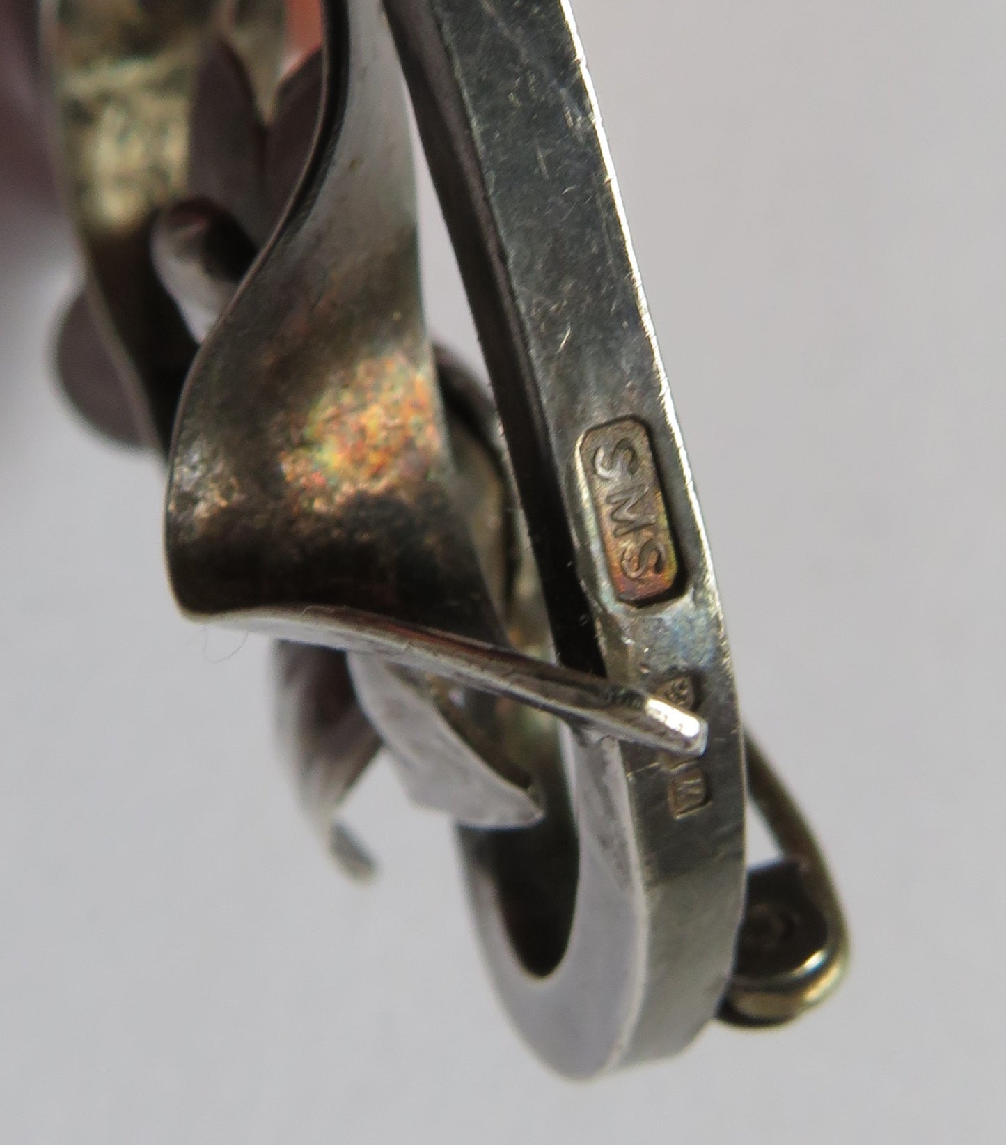 Vintage Ladies Large Chunky Sterling Silver Floral Brooch Edinburgh 1986