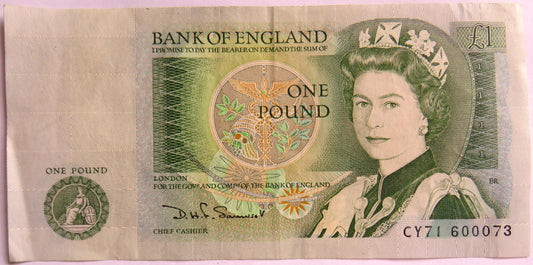 Bank of England £1 One Pound Banknote DH.F. Somerset CY71