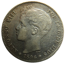 Load image into Gallery viewer, 1896 Spain Silver One Peseta Coin
