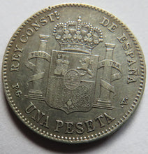 Load image into Gallery viewer, 1896 Spain Silver One Peseta Coin
