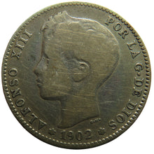 Load image into Gallery viewer, 1902 Spain Silver One Peseta Coin
