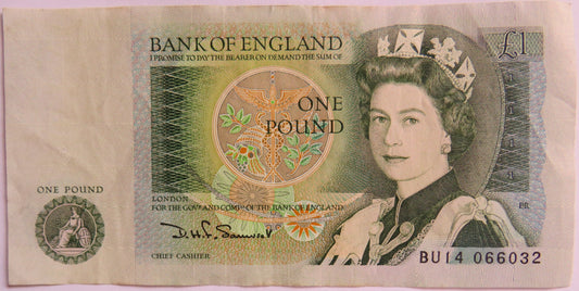 Bank of England £1 One Pound Banknote DH.F. Somerset