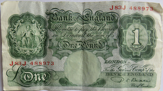 Bank of England £1 One Pound Banknote P.S. Beale J83J