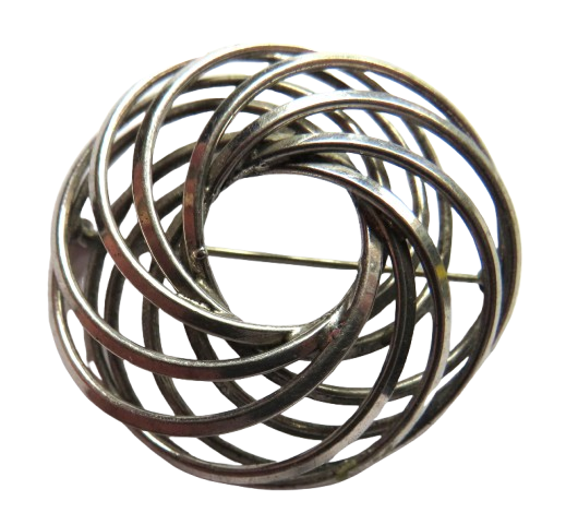 Stylish Ladies Sterling Silver Modernist Swirl Brooch
