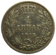 Load image into Gallery viewer, 1915 Serbia Silver One Dinar Coin
