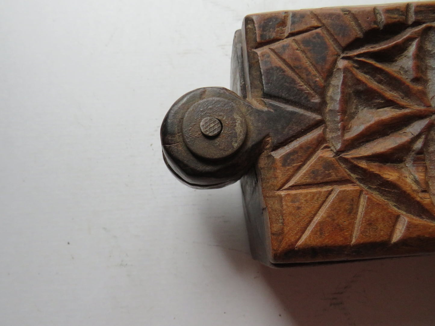 Vintage Hand Carved 2 Compartments Wooden Spice Box